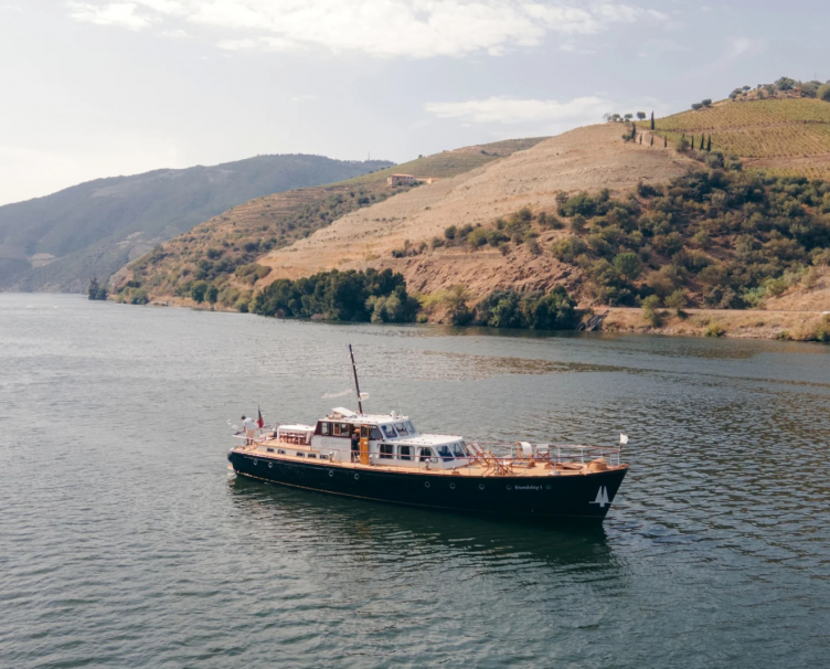 Cruise ship navigating the Douro Valley